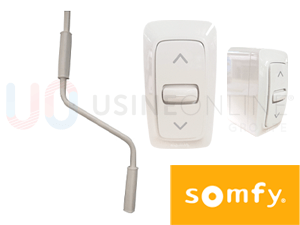 SOMFY Filaire (Interrupteur Somfy en Applique "Saillie" Fourni) avec Manivelle de Secours (Côté Moteur) 