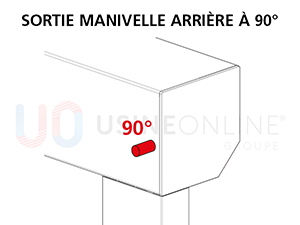 Sortie Manivelle de Secours Arrière à 90° - Longueur Cardan 340mm (découpable)