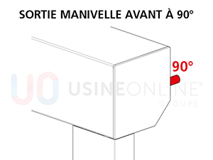 Sortie Manivelle de Secours Avant à 90° - Longueur Cardan 340mm (découpable)