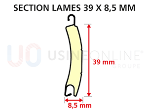 Section Lames Aluminium 39 x 8.5 mm - Double Paroi - Isolation Mousse Haute Densité (90 kg/m3)