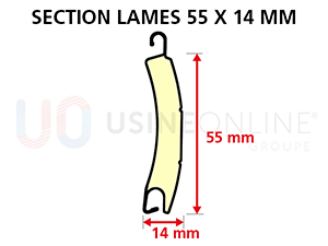Section Lames Aluminium 55 x 14 mm - Double Paroi - Isolation Mousse Haute Densité (180 kg/m3)