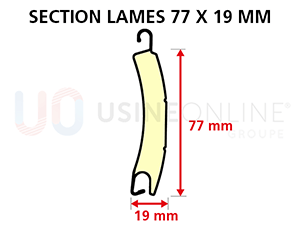 Section Lames Aluminium 77 x 19 mm - Double Paroi - Isolation Mousse Haute Densité (90 kg/m3)