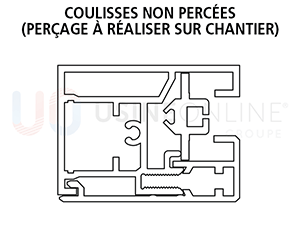 Coulisses Zip 46 x 34 mm Non Percées (Perçage à Réaliser sur Chantier)