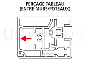 Coulisses Zip 46 x 34 mm Perçage Tableau (Entre Murs/Poteaux)
