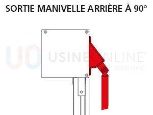 Sortie Arrière à 90° (Manivelle Fixe) - Longueur 1400 mm - Coloris Alu Anodisé