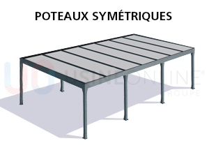 Poteaux Symétriques (8 Poteaux dont ceux du Milieu Centrés) 