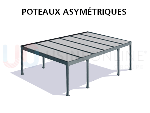 Poteaux Asymétriques (8 Poteaux dont ceux du Milieu Décentrés) 	