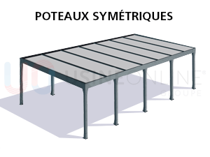Poteaux Symétriques (10 Poteaux dont ceux du Milieu Centrés) 