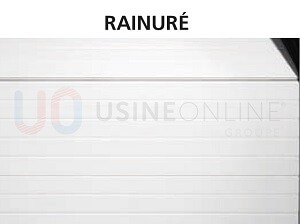 Panneaux Epaisseur 40 mm, Extérieur Veinée Bois Rainuré (rainures pas 100 mm env), Intérieur Rainuré Peau d'Orange Blanc  