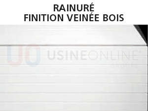 Panneaux Épaisseur 40 mm, Extérieur Veinée Bois Rainuré (rainures pas 100 mm env), Intérieur Rainuré Peau d'Orange Blanc  