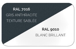 Bicoloration (Structure Gris Anthracite 7016 Structuré Sablé Résistant aux Micro Rayures  / Lames Blanc 9010 Brillant Lisse)
