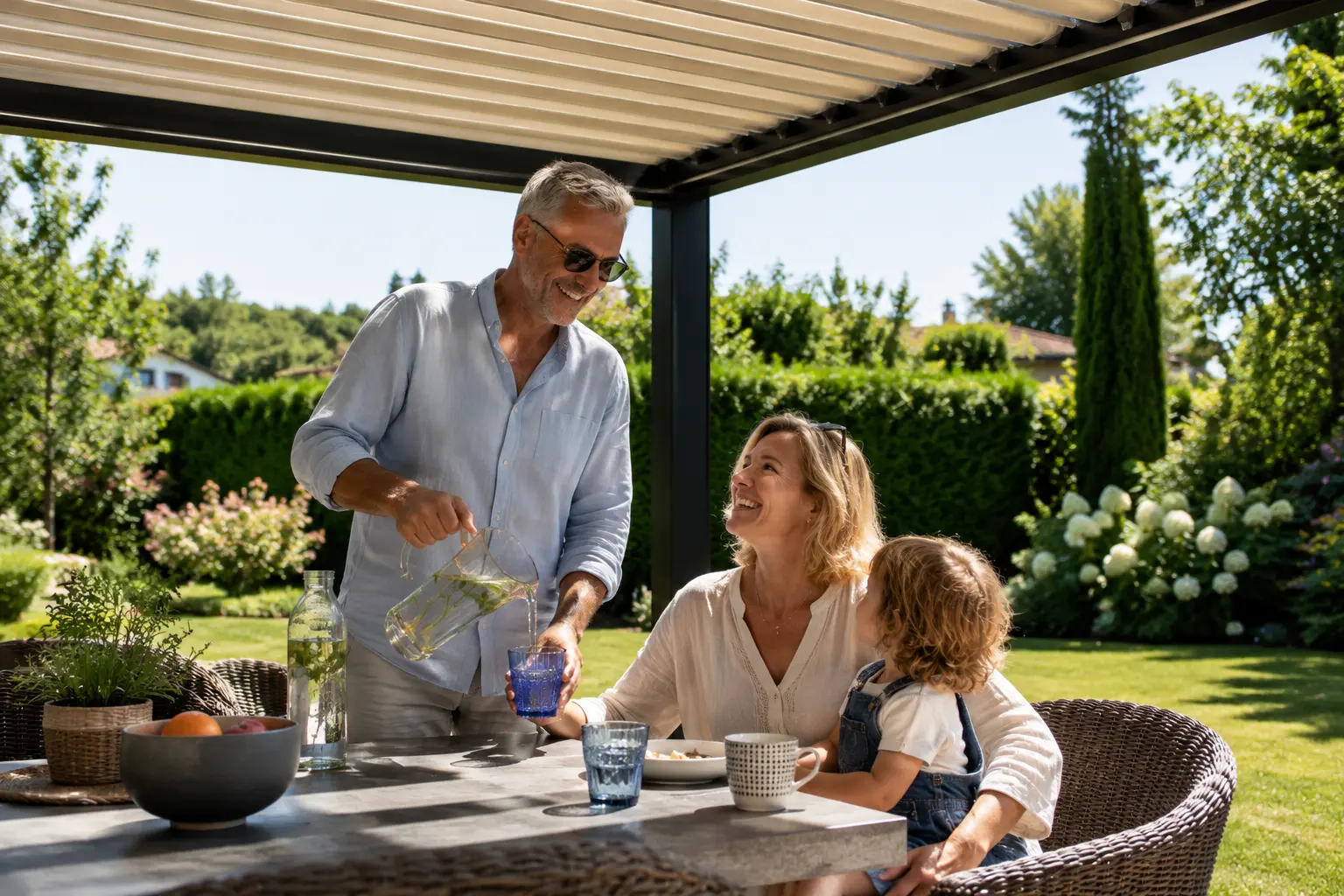 Famille profitant d'une pergola Usine-Online